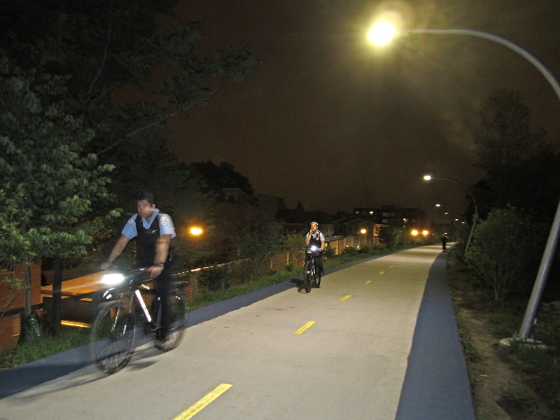 Police officers patrol Chicago's Bloomingdale Trail. Photo: John Greenfield