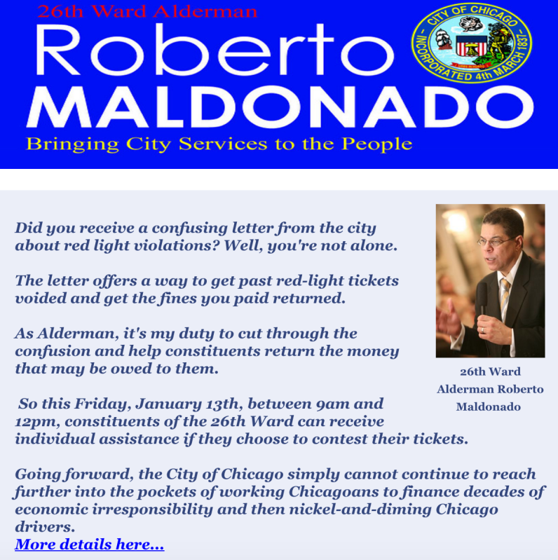 Maldonado's recent email to constituents.