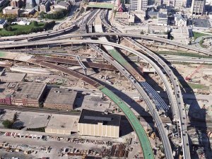 Wisconsin's $800 million Marquette Interchange is so large and complex, project leaders joked "it could create its own weather." Photo: Lunda Construction