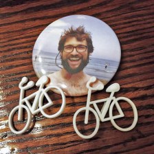 Pins distributed to Cann family supporters at the sentencing hearing. Photo: Bart Crouch
