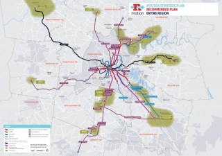 Nashville's $6 billion regional transit plan calls for several new light rail and bus rapid transit lines. Map: nMotion2015