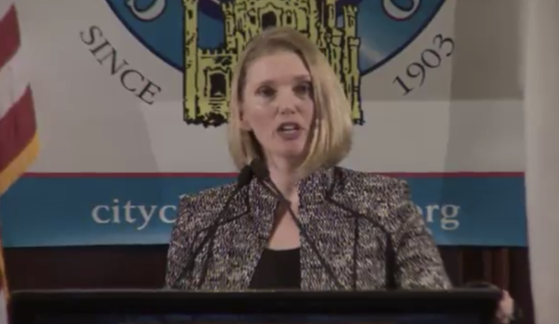 CDOT Commissioner Rebekah Scheinfeld at the City Club of Chicago.