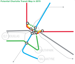 Even though they weren't asked for it, consultant Kimley-Horn drew a fantasy map that would involve new projects designed and built by firms like Kimley-Horn. Image via CATS