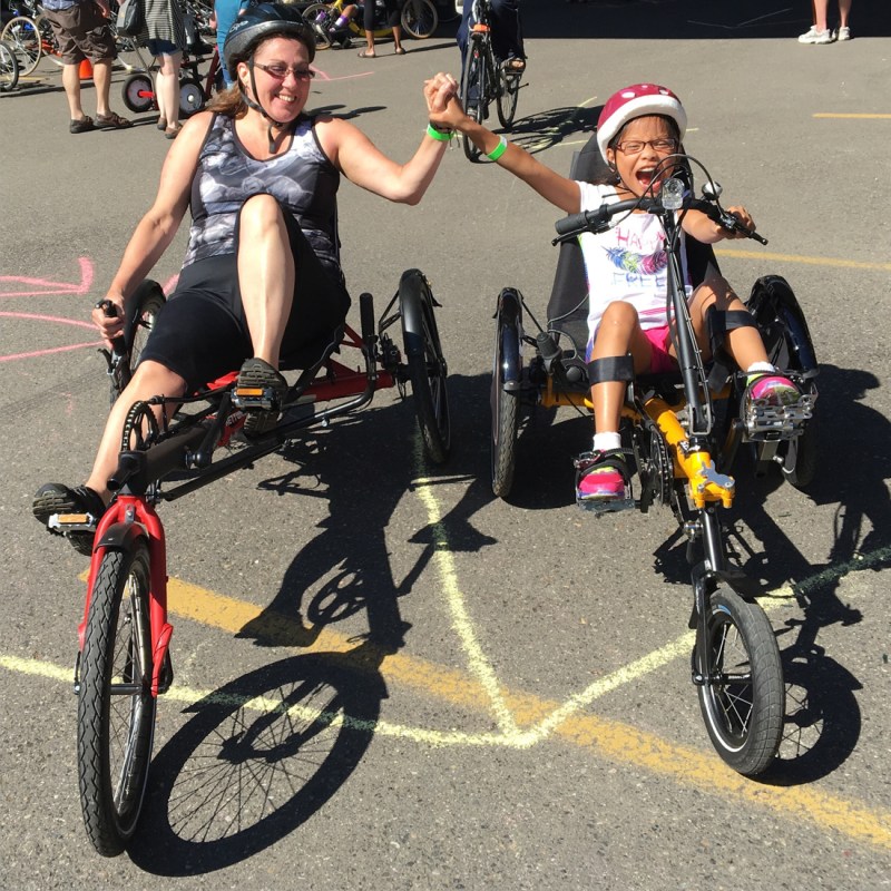 Riders at an adaptive bike clinic hosted last year in Portland to collect input for the Biketown program. Photo: Jonathan Maus/BikePortland