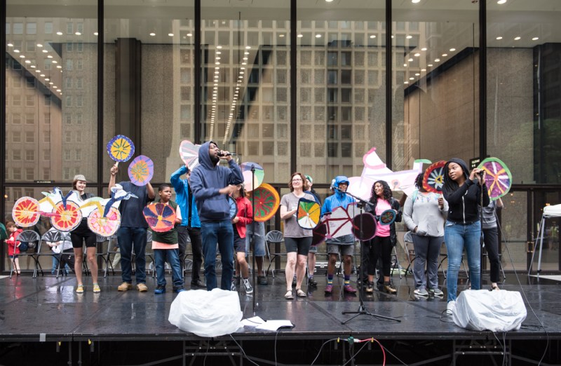 A live performance of Blackstone Bicycle Works' fantastic safety video "Stay in Your Lane." Photo: Anne Evans