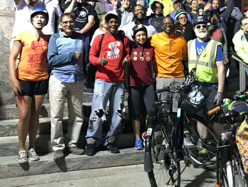 Reed, second from right, at Monday's Slow Roll Chicago ride. Photo: John Greenfield