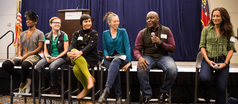 The organizers of The Untokening, a mobility justice conference held in Atlanta last year. We had trouble finding a photo of a diverse panel discussion of transportation issues in Chicago. Photo: Photo: Argenis Apolinario