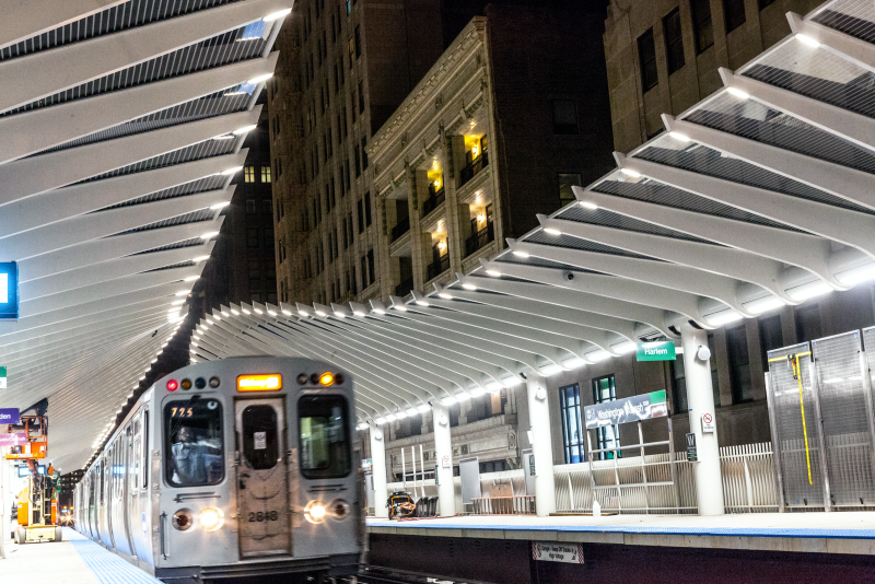 The new station at night. Photo: CDOT