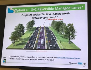 A possible layout for North Lake Shore Drive with reversible managed lanes.