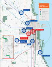 A map of the ten sites that Emanuel and Rauner have identified as potential locations for  Amazon's second headquarters. Provided by City of Chicago.