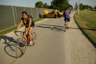 A cab driver crashed onto the Lakefront Trail in summer 2010. Photo: Ciscel