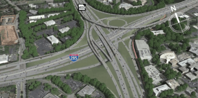 Georgia DOT thinks this $800 million highway spaghetti is the answer to congestion, and the local newspaper is unskeptical. Image: Georgia DOT