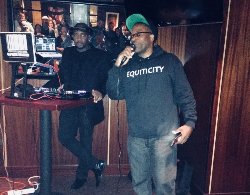 Oboi Reed announces the new group at yesterday's launch party. Photo courtesy of Equiticity