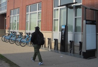 A Divvy station by Kennedy-King College in Englewood. Photo: John Greenfield