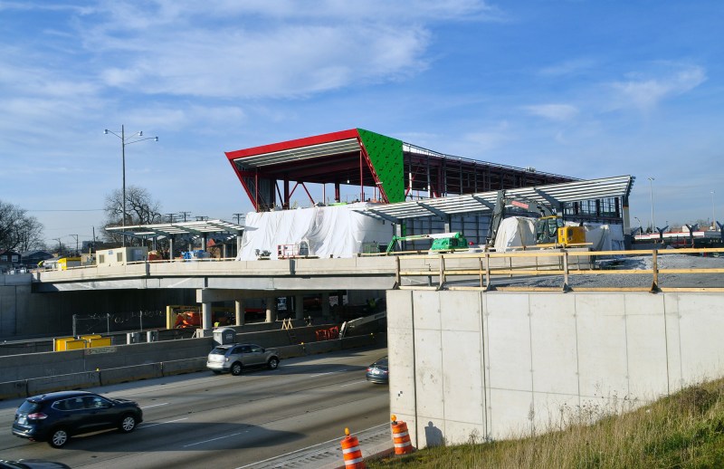 The south (bus) terminal of the 95th Street station photographed in December, looking northwest. Photo: CTA