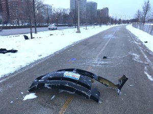 The crash site as it appeared early this morning. Photo: Andrew Berg