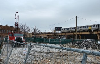 A soil-testing rig spotted last week at the Mega Mall site. Photo: AJ LaTrace