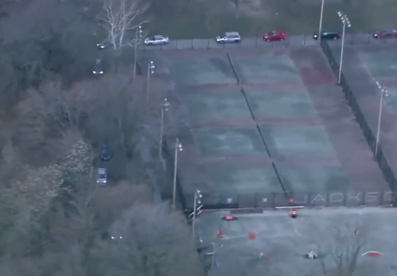 Motorists drive on bike-ped paths and grass in Jackson Park to get around a crash on Lake Shore Drive. Image: Sarah Jindra, WGN via Twitter