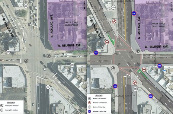 The intersection makeover will include new bump-outs, crosswalks, and bike lanes.