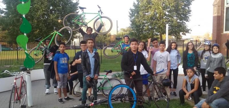 Students from a West Town Bikes after-school program. Photo: West Town Bikes