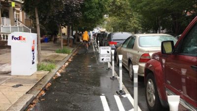 It took six years of advocacy for Philadelphia to get this 11-block bike lane on Chestnut. Immediately after its construction, the council member got cold feet. Photo: Bike Coalition of Greater Philadelphia