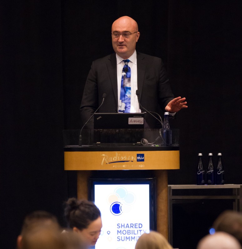 Jarrett Walker speaking at the National Shared Mobility Summit. Photo: Timmy Samuel/Starbelly Studios Photography