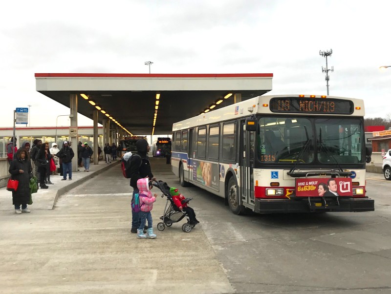 Currently Far South Side transit riders need to board buses from the 95th Street Red Line station to get home. The Red Line extension would shorten many commutes. Photo: John Greenfield