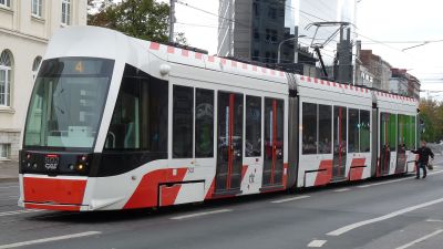 A tram in Tallin, Estonia, where transit is free for residents. Photo: Wikipedia