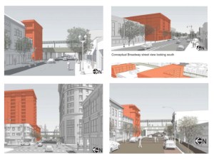 A CTA-sponsored neighborhood development plan shows potential development massing next to its L stations.