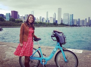 A Divvy rider on the lakefront. Photo: Daly C.