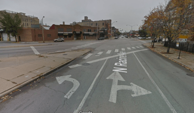 The crash site from the driver's point of view. Image: Google Street View
