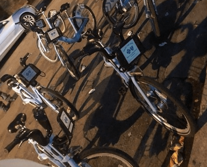 Detail from a photo of ten allegedly "hot" Divvy bikes. Facebook via Scott Williams, CWB Chicago