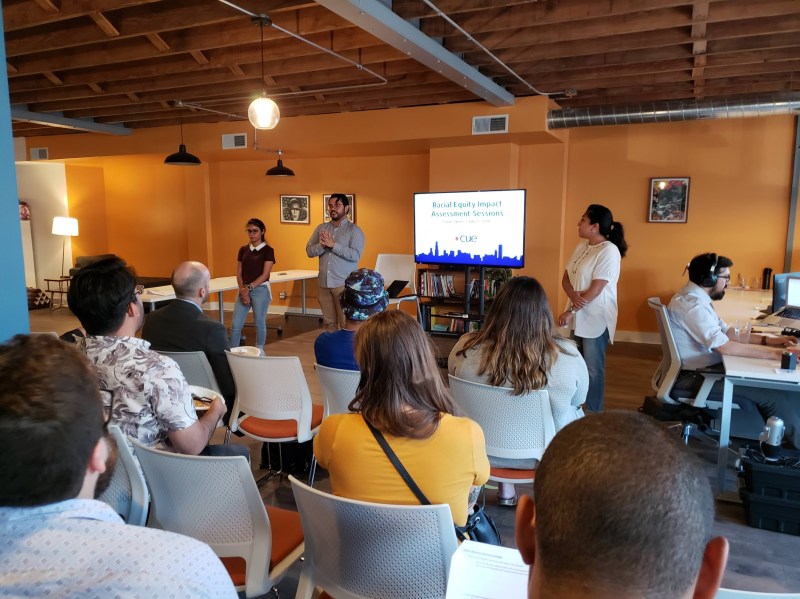 Last week's racial equity impact assessment meeting. Photo provided by Juan Sebastian Arias.