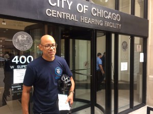 Bernard Loyd outside of the Central Hearings Facility, 400 West Superior. Photo: James Porter