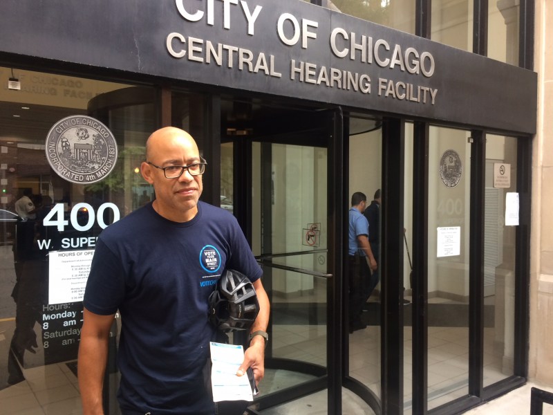 Bernard Loyd outside of the Central Hearings Facility, 400 West Superior. Photo: James Porter