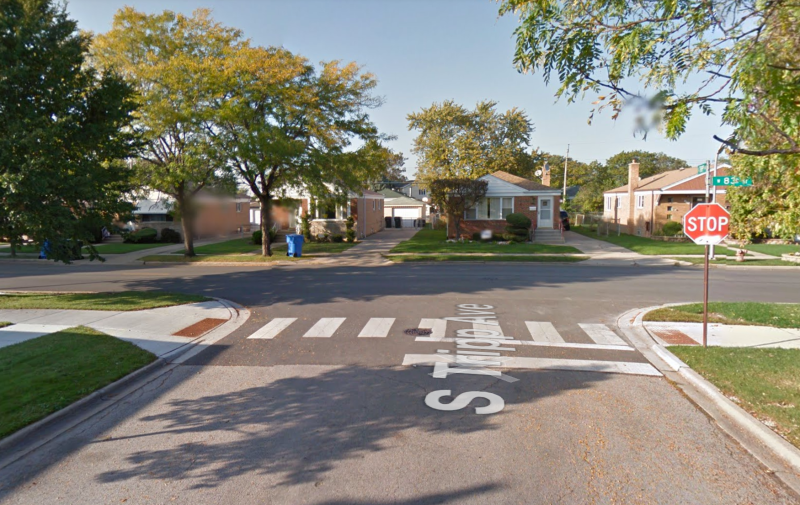 The intersection of 83rd and Tripp from the driver's perspective. Image: Google Street View