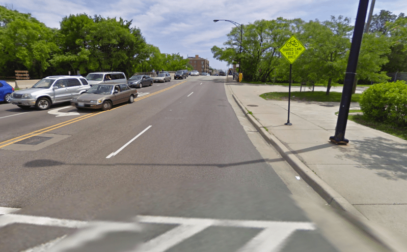 The crash site, looking east. Image: Google Street View