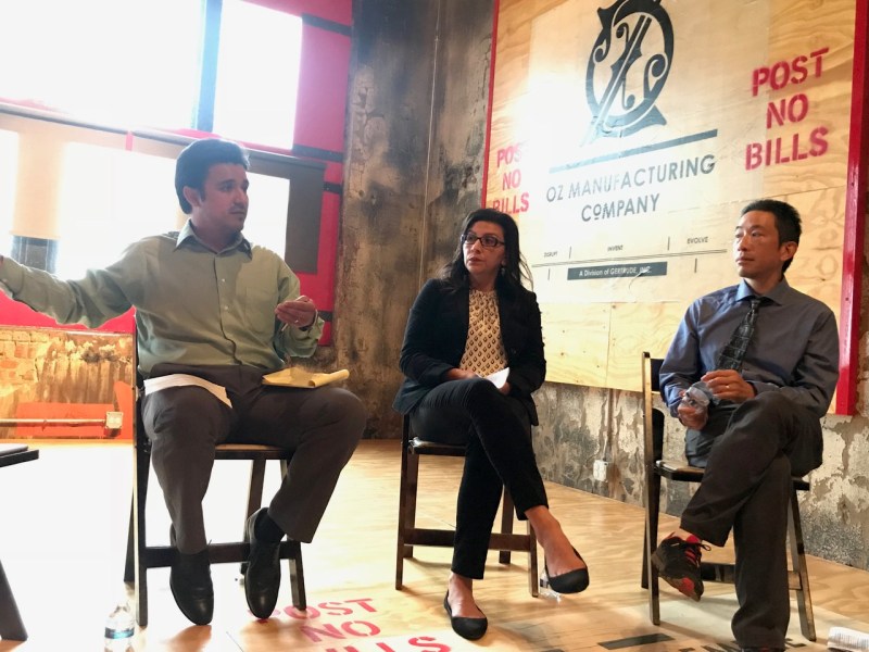 Byron Sigcho Lopez, Veronica Gonzalez, and Nelson Cheung. Photo: Lynda Lopez