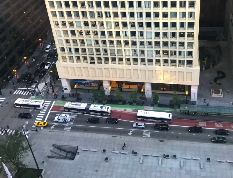 Loop Link buses at Washington and Dearborn. Photo: John Greenfield
