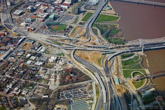 "Spaghetti Junction" in downtown Louisville. Photo: Ohio River Bridges Project via Broken Sidewalk