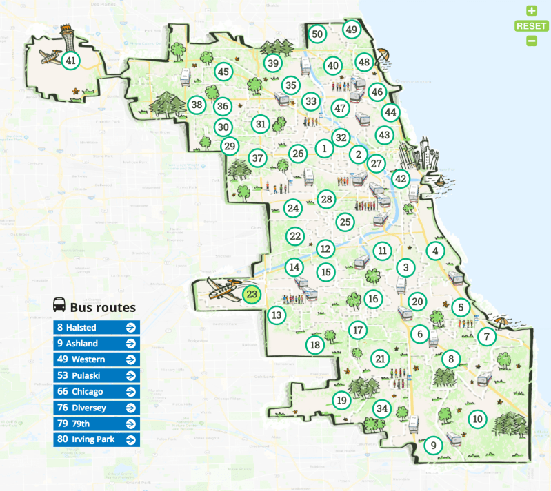 The report cards look at all 50 wards and eight high-ridership bus routes. Image: Active Trans
