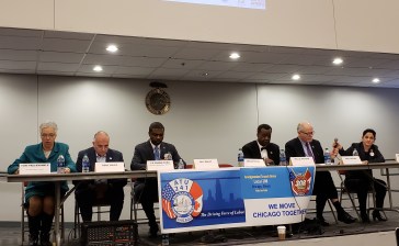 The candidates at Sunday's forum. Photo: Jeff Zoline