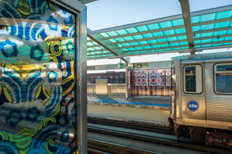 Artistic wind screens on the Garfield Green platform designed by Nick Cave. Photo: Patrick L. Pyszka, city of Chicago