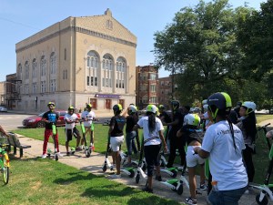Youth test-ride Lime scooters on a My Block My Hood My City tour of the North Lawndale community.