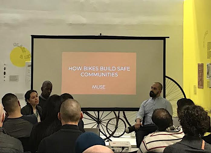 Romina Castillo speaks during the forum. Behind her are James Craig and David Pufundt. Photo: Lynda Lopez