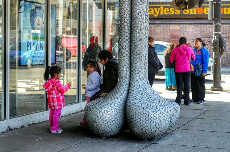 The Kimball Brown Line stop in Albany Park. Photo: Stephanie Barto