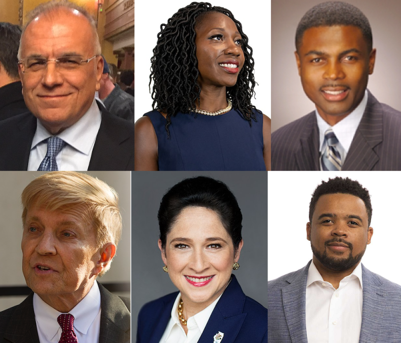 Clockwise from top left: Chico, Enyia, Ford, Fioretti, Mendoza, Sáles-Griffin.