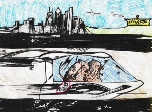 Artist's rendering of the tunnel that Musk hopes to burrow under Chicago. Illustration: Jonathan Roth