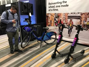 The electrical-assist Divvy bikes would probably look similar to this electric Citi Bike on display at the Shared Mobility Summit earlier this month in Chicago, since both systems use hardware from PBSC. Photo: John Greenfield