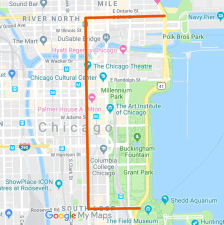 Pickups and dropoffs will be banned in the area bounded by Ohio, State, Roosevelt, and the lake. Image: Google Maps